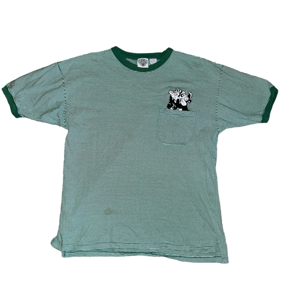 Vintage 90’s Acme Looney Tunes Pepe Le Pew Green &White Striped Ringer Tee Y2K